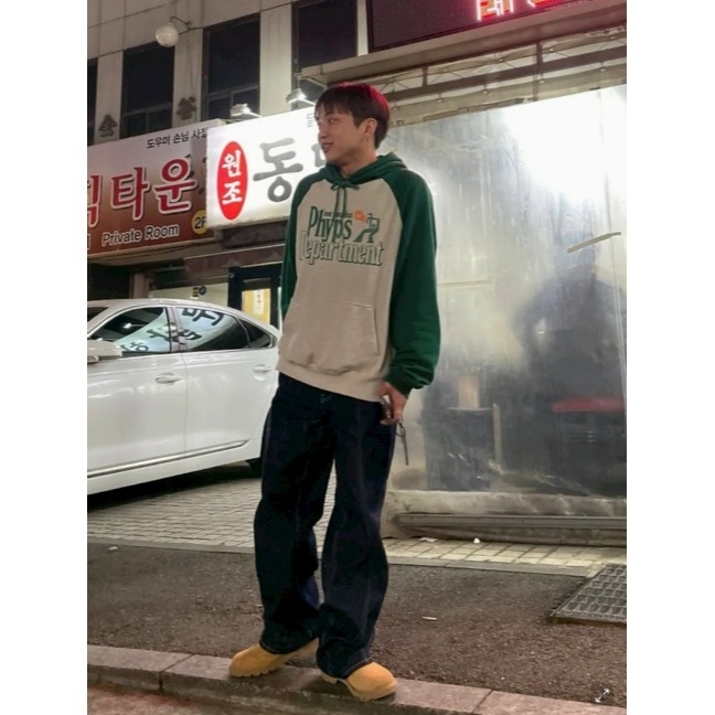 [韓國打折ing][預購 每周日中午 12:00收單] 2025 韓國 PHYPS 拚色LOGO連帽上衣 (中性)-細節圖7