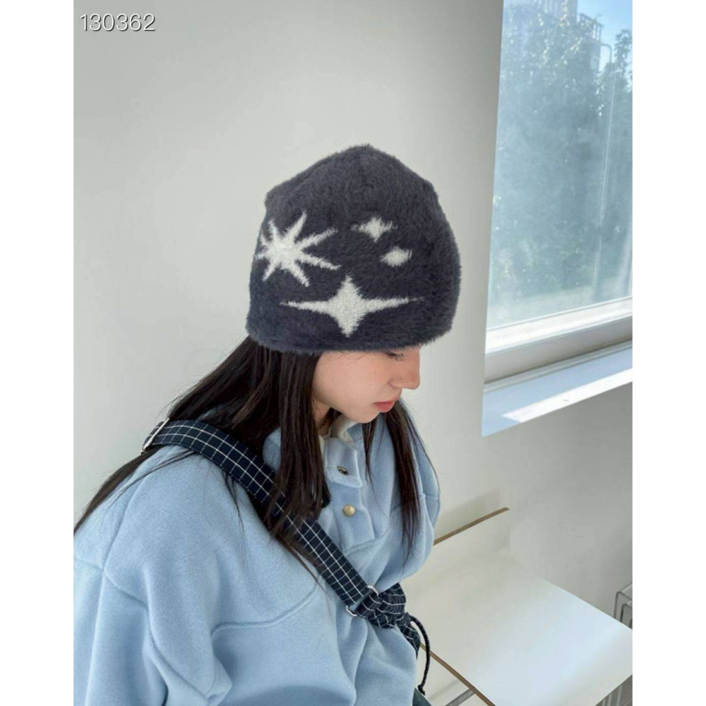 [預購 每周日中午  每周日中午12:00收單] 2025 韓國 時尚配件 星星圖案針織帽-細節圖6