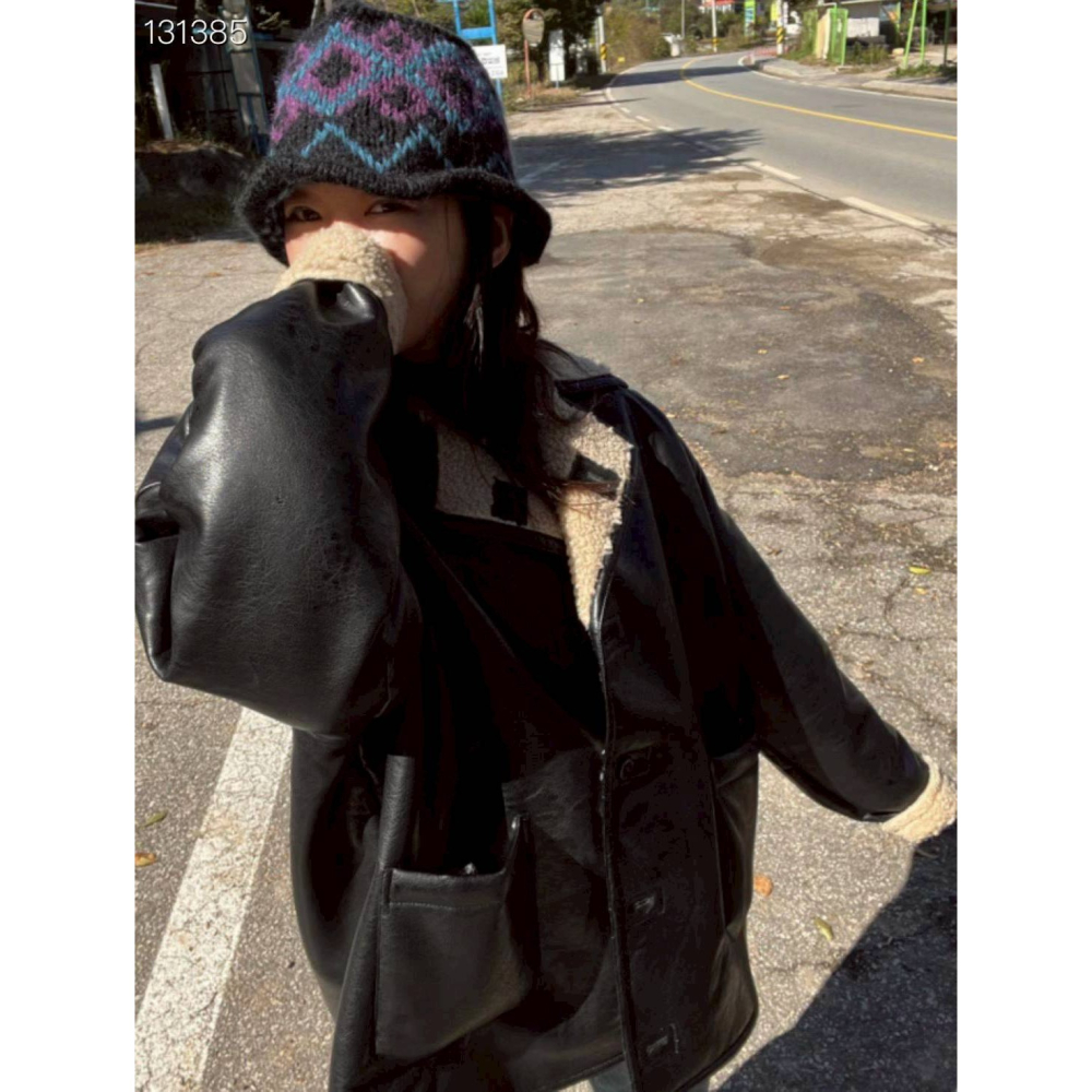 [預購 每周日中午 12:00收單] 2025 韓國 時尚配件 配色菱格紋針織漁夫帽-細節圖7