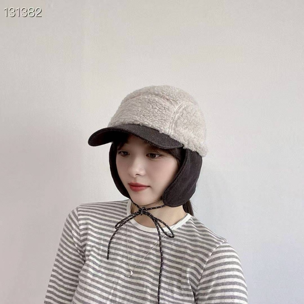 [預購 每周日中午 12:00收單] 2025 韓國 時尚配件  羔羊拼接護耳棒球帽-細節圖4