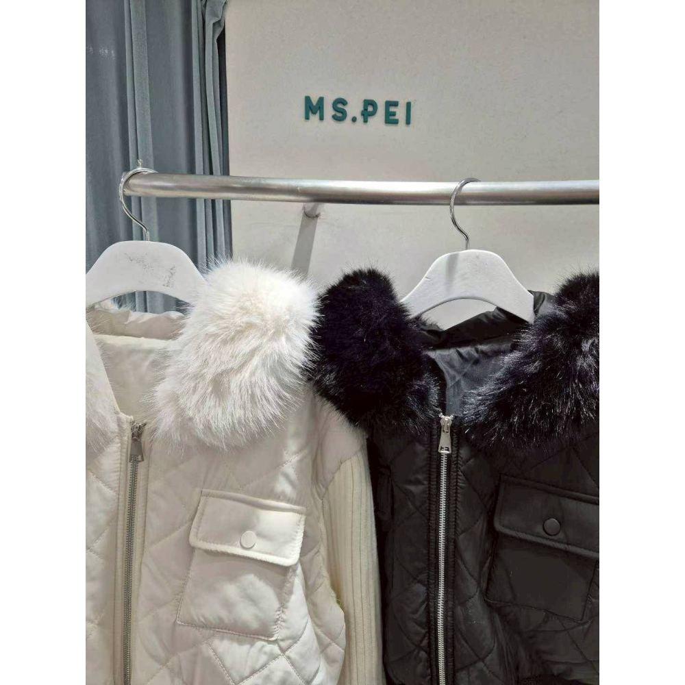 [預購 每周日中午 12:00收單] 2025 韓國秋冬女裝 毛茸茸領針織拼接拉鍊上衣-細節圖3