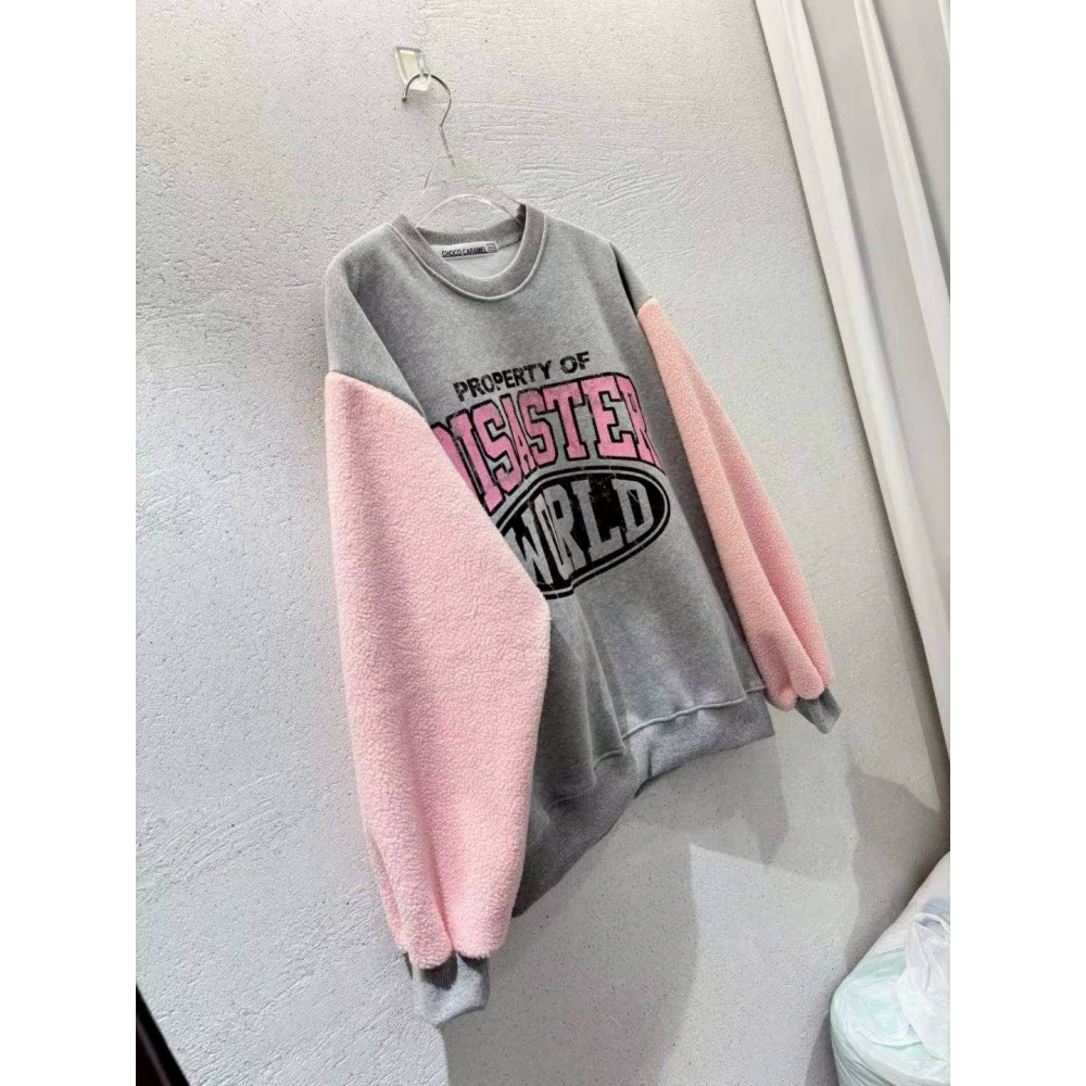 [預購 每周日中午 12:00收單] 2025 韓國 秋冬女裝 撞色拼接內刷毛上衣-細節圖3