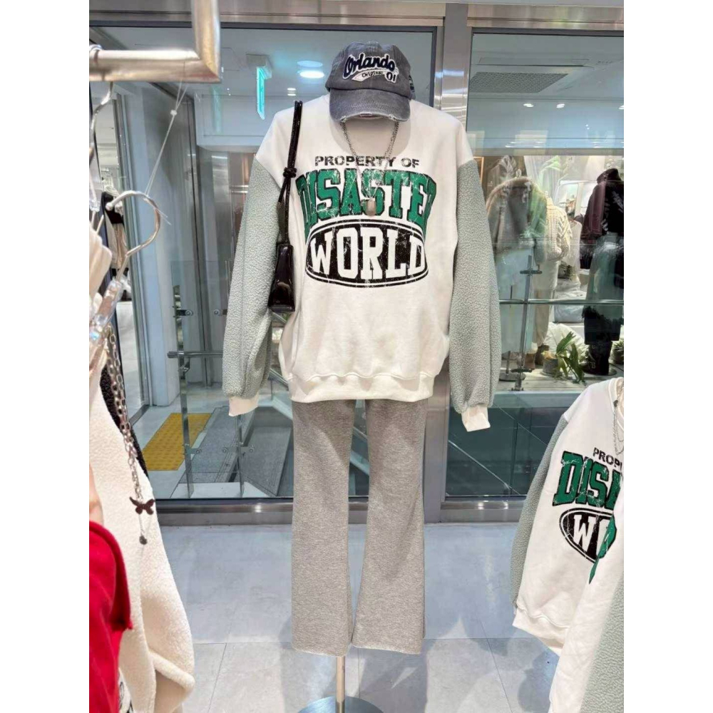 [預購 每周日中午 12:00收單] 2025 韓國 秋冬女裝 撞色拼接內刷毛上衣-細節圖5