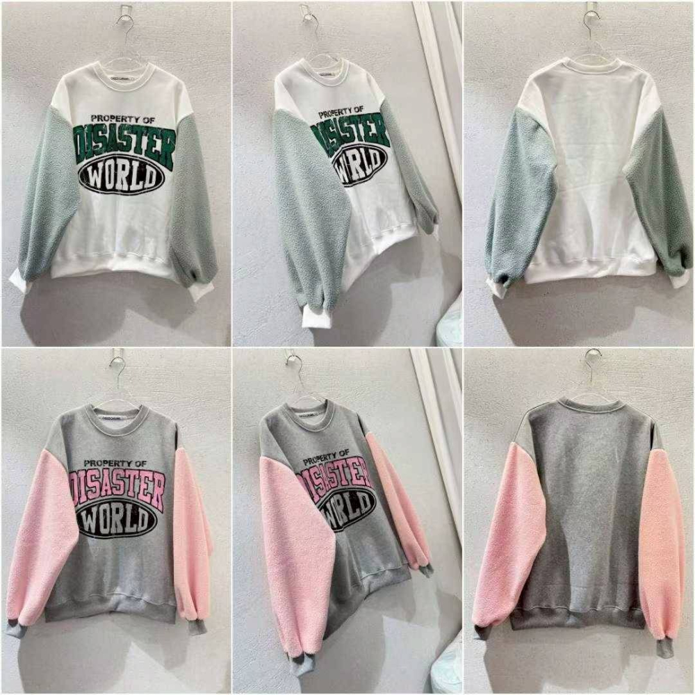 [預購 每周日中午 12:00收單] 2025 韓國 秋冬女裝 撞色拼接內刷毛上衣-細節圖7