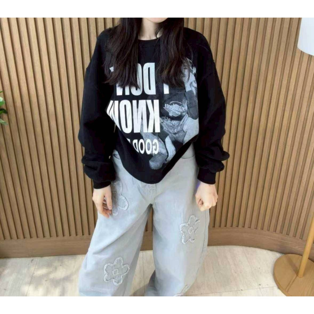 [預購 每周日中午 12:00收單] 2025 韓國 秋冬女裝  I DON＇T KNOW 字樣 內刷毛上衣-細節圖4