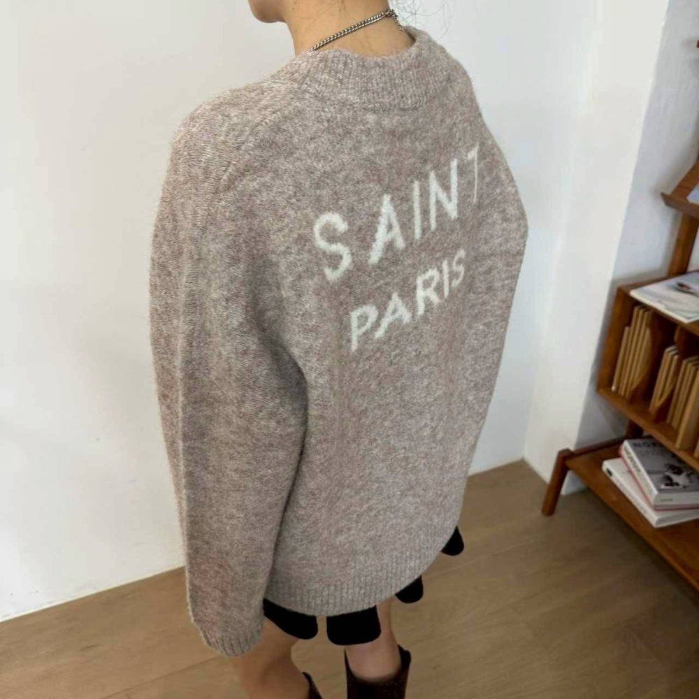 [預購 每周日中午 12:00收單] 2025 韓國 秋冬女裝 8 MABLE家 羊毛英文字樣 開襟上衣-細節圖3