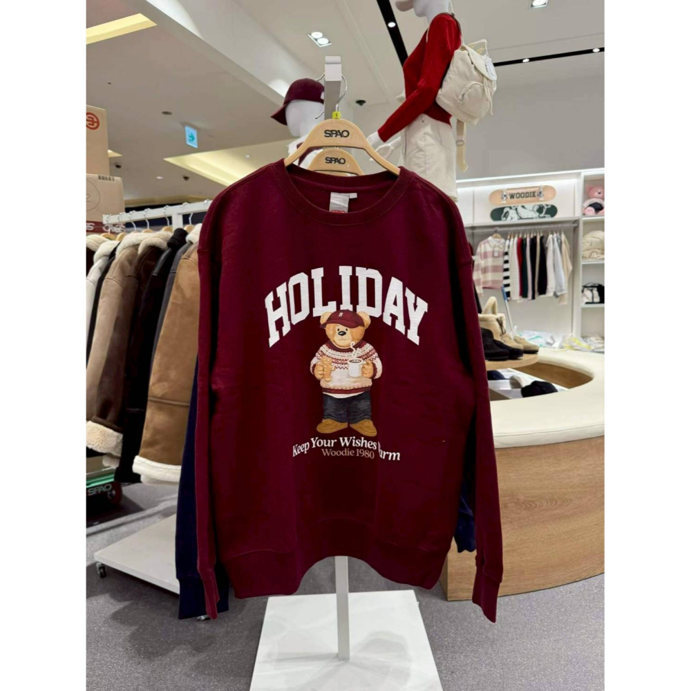 [預購 每周日中午 12:00收單] 2025 韓國 秋冬女裝 SPAO 小熊內刷毛上衣-細節圖3