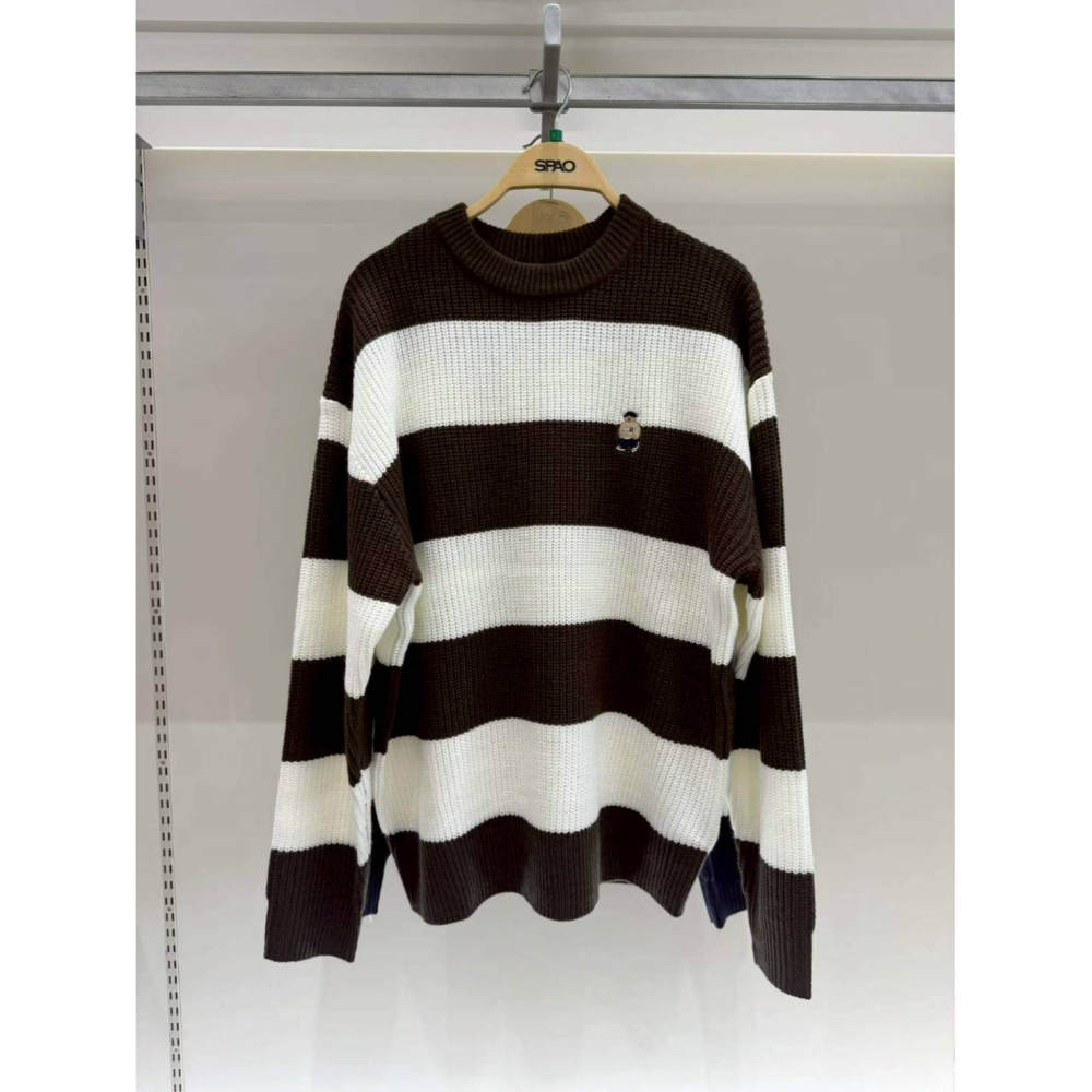 [預購 每周日中午 12:00收單] 2025 韓國 SPAO 條紋小熊針織上衣-細節圖3