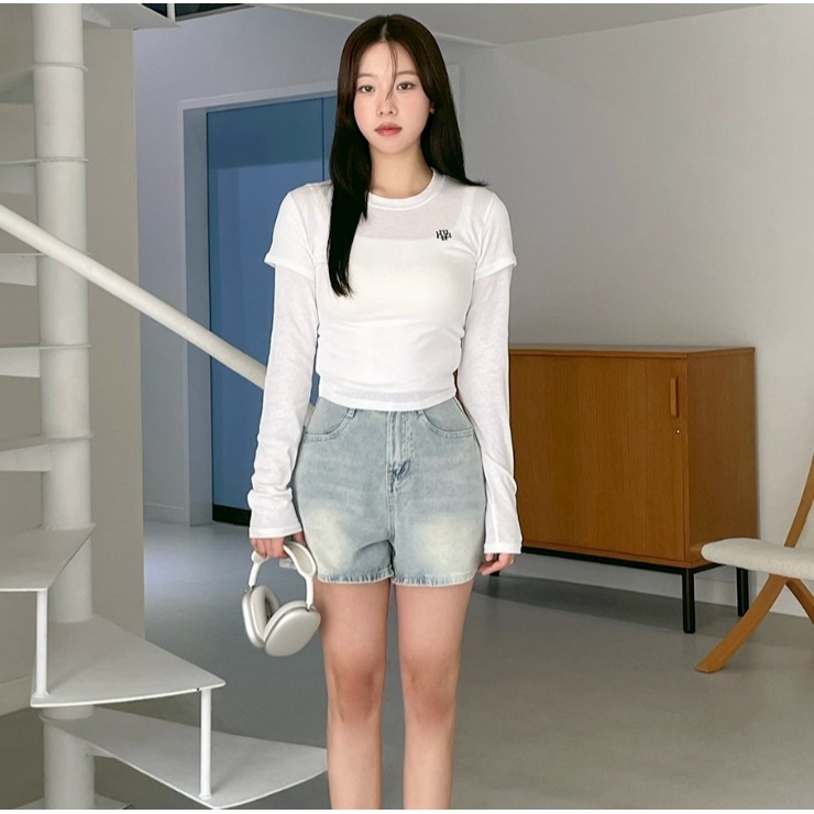 [韓國優惠ing][預購 每周日中午 12:00收單] 2025 韓國 秋冬女裝 MUAHMUAH  LOGO假兩件上衣-細節圖6
