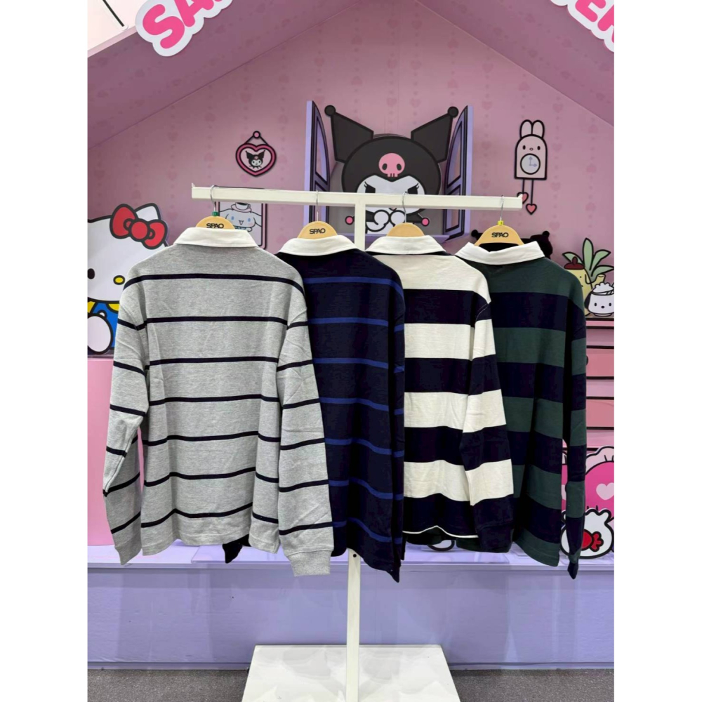 [預購 每周日中午 12:00收單] 2025 韓國 SPAO熊熊條紋POLO領上衣-細節圖4