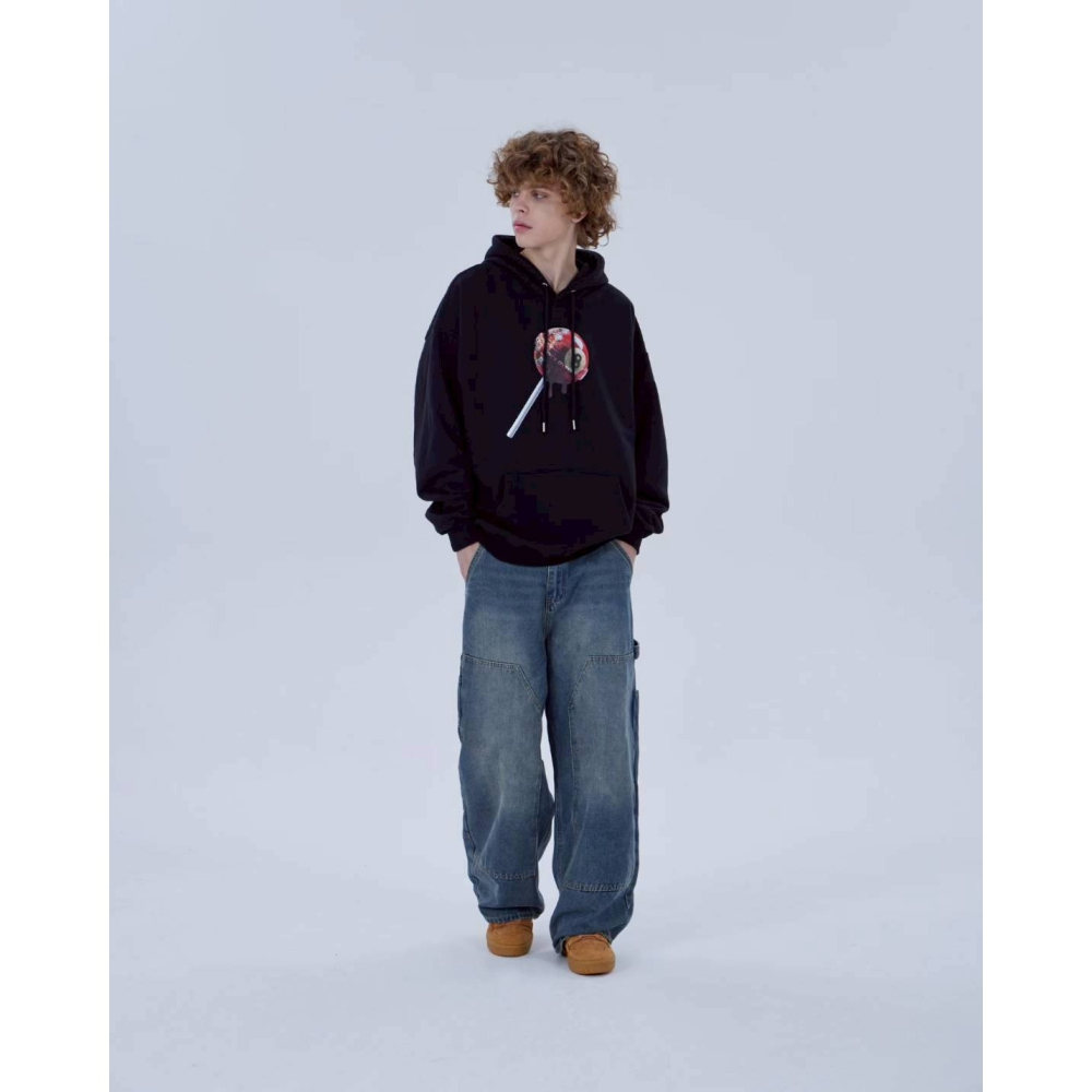 [韓國打折ing][預購 每周日中午 12:00收單] 2025 韓國潮牌DYSFUNCT 8號球棒棒糖連帽上衣(中性-細節圖4