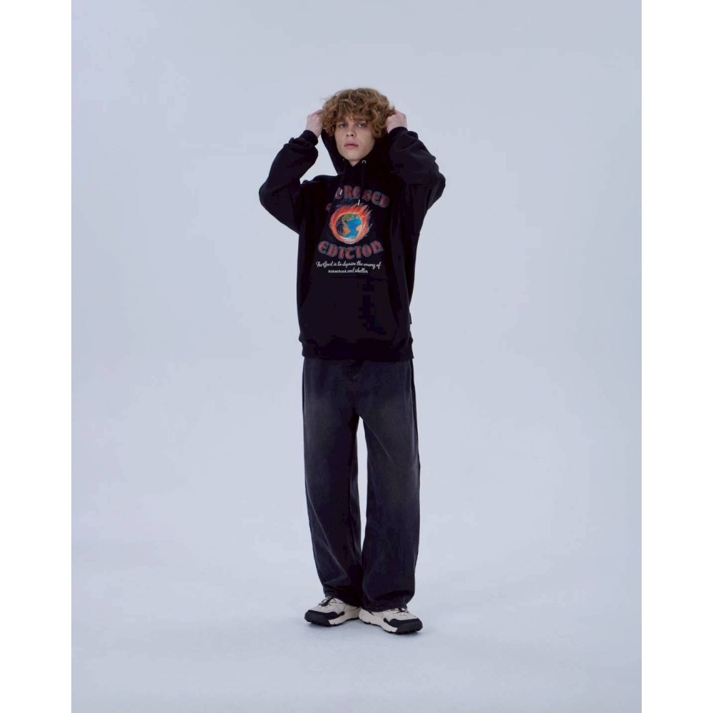 [韓國打折ing][預購 每周日中午 12:00收單] 2025 韓國潮牌DYSFUNCT  火燒地球連帽上衣 男女可穿-細節圖3