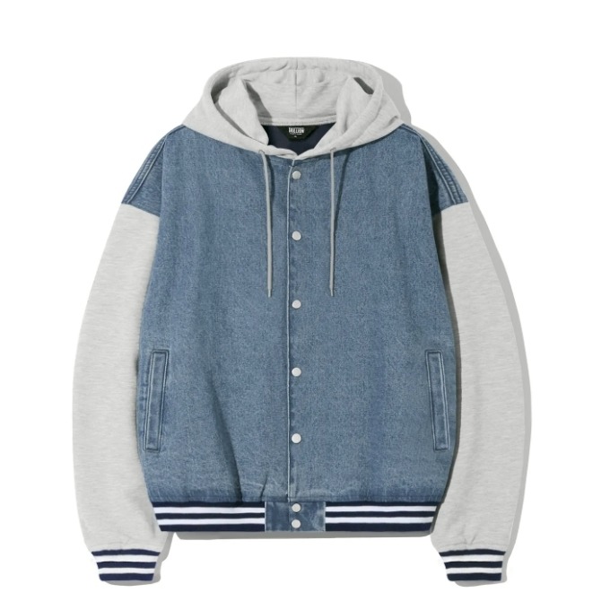 [預購 每周日中午 12:00收單] 2025 韓國 TRILLION 中性款牛仔拼接連帽外套-細節圖2