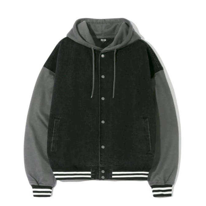 [預購 每周日中午 12:00收單] 2025 韓國 TRILLION 中性款牛仔拼接連帽外套-細節圖5