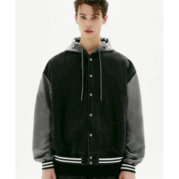 [預購 每周日中午 12:00收單] 2025 韓國 TRILLION 中性款牛仔拼接連帽外套-細節圖6