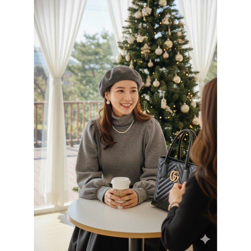 [預購 每周日中午 12:00收單] 2025 韓國 秋冬女裝 高領泡泡袖刷毛上衣-細節圖4