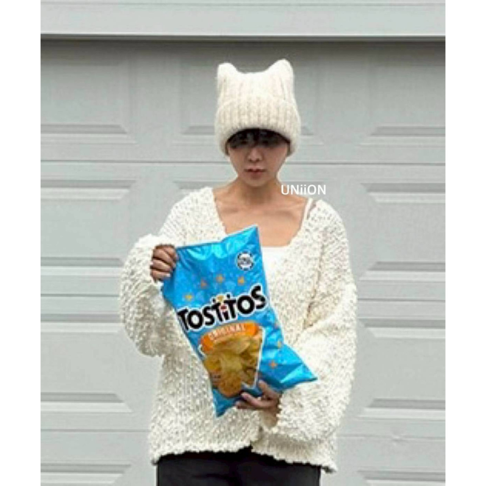 [預購 每周日中午 12:00收單] 2025 韓國 秋冬時尚配件 貓耳朵針織帽-細節圖3