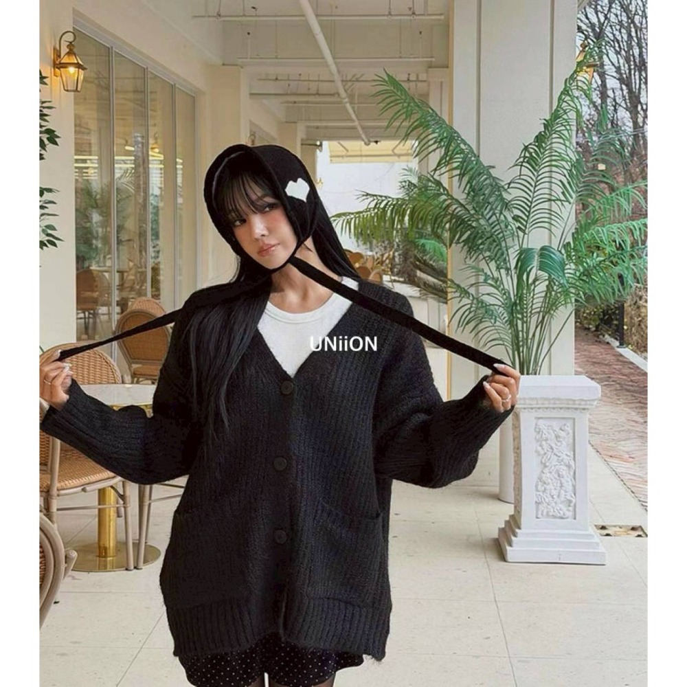 [預購 每周日中午 12:00收單] 2025 韓國 秋冬時尚配件  愛心圖案針織耳罩-細節圖2