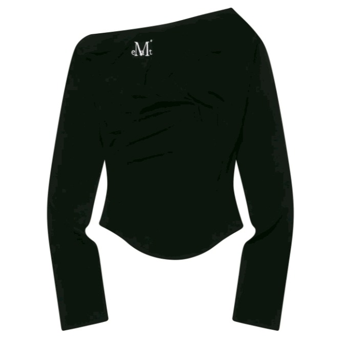 [預購 每周日中午 12:00收單] 2025 韓國 秋冬女裝  MUCENT LOGO不對襯捲邊上衣-細節圖8