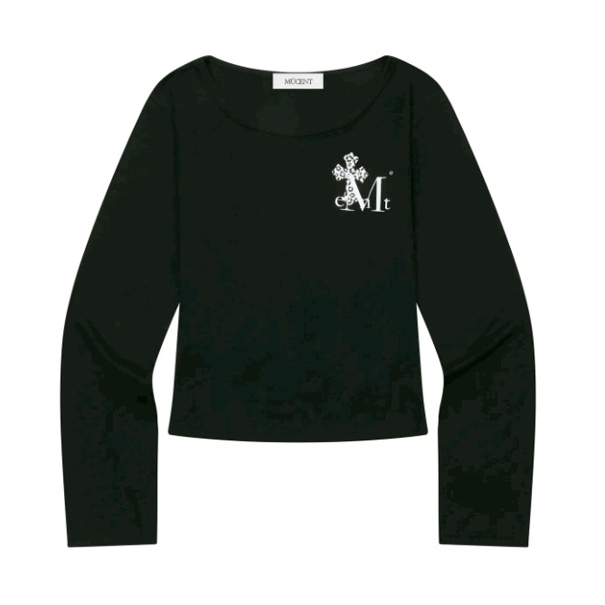 [預購 每周日中午 12:00收單] 2025 韓國 秋冬女裝 MUCENT 小十字架LOGO上衣-細節圖5