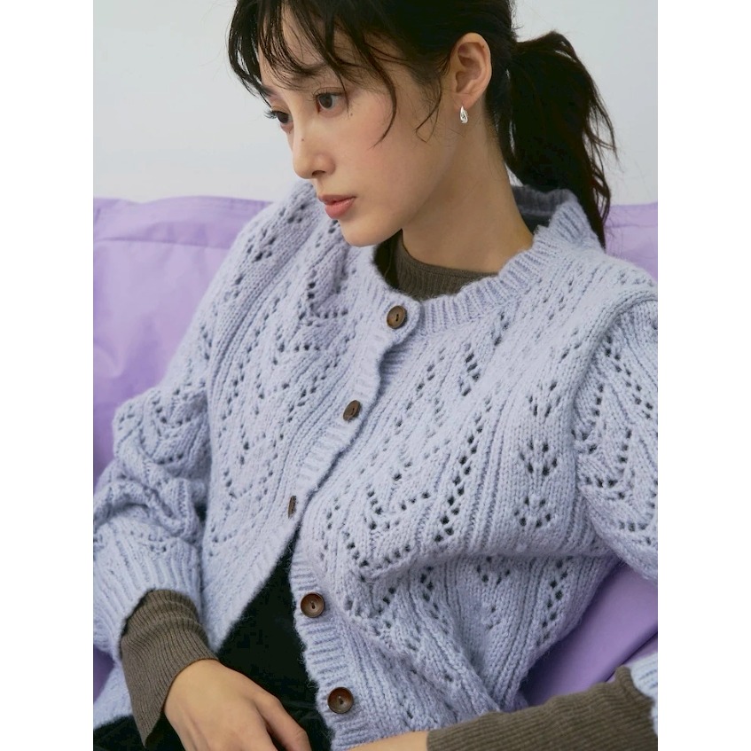 [韓國季末打折款][預購 每周日中午 12:00收單] 2025 韓國 8 SECONDS  鏤空開襟針織上衣-細節圖6