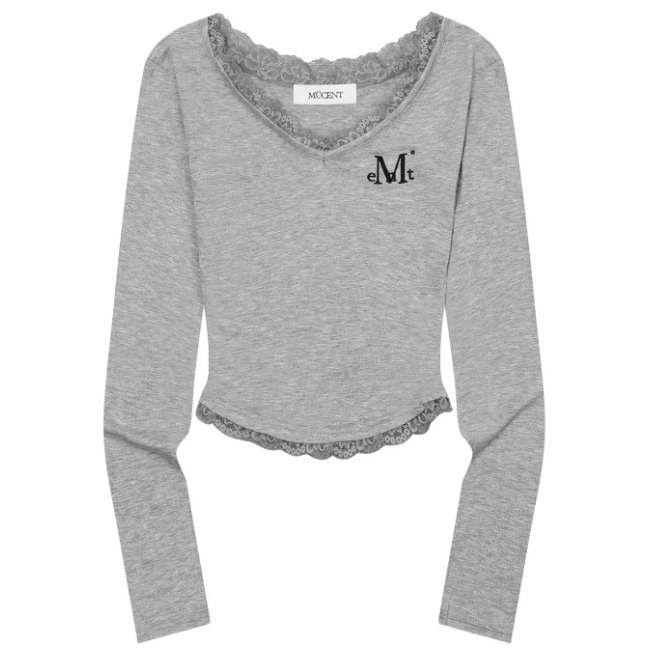 [預購 每周日中午 12:00收單] 2025 韓國 秋冬女裝  MUCENT V領蕾絲上衣-規格圖7