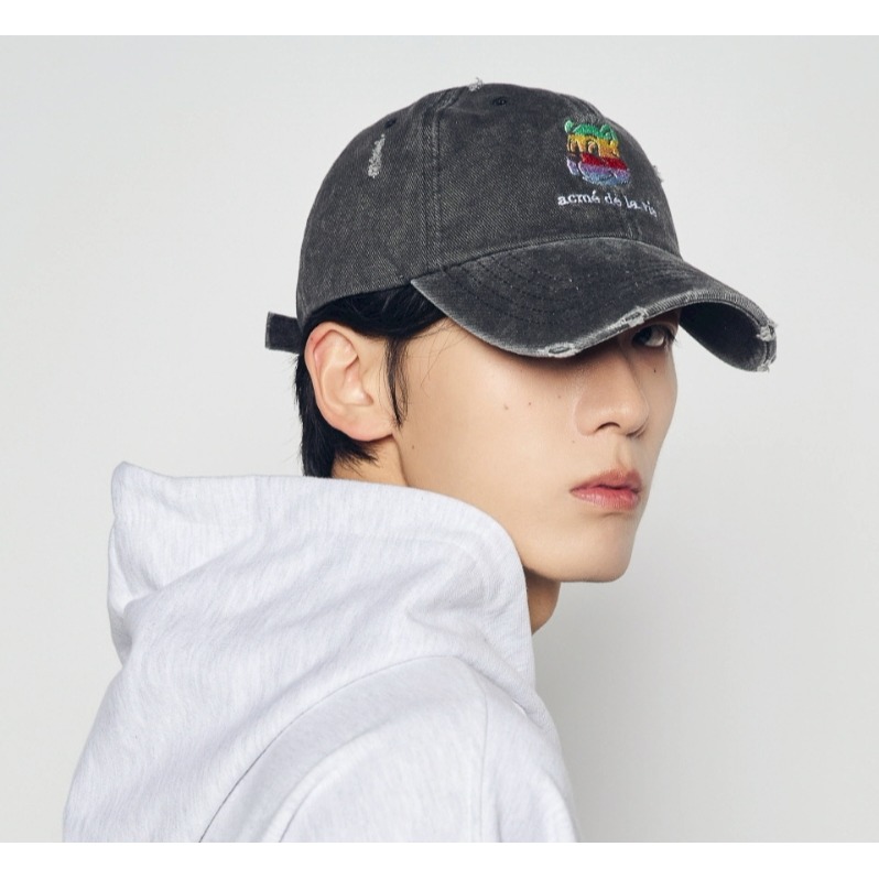 [韓國季末出清款][預購 每周日中午 12:00收單]  2025韓國 ADLV 彩虹刺繡小熊棒球帽-細節圖4