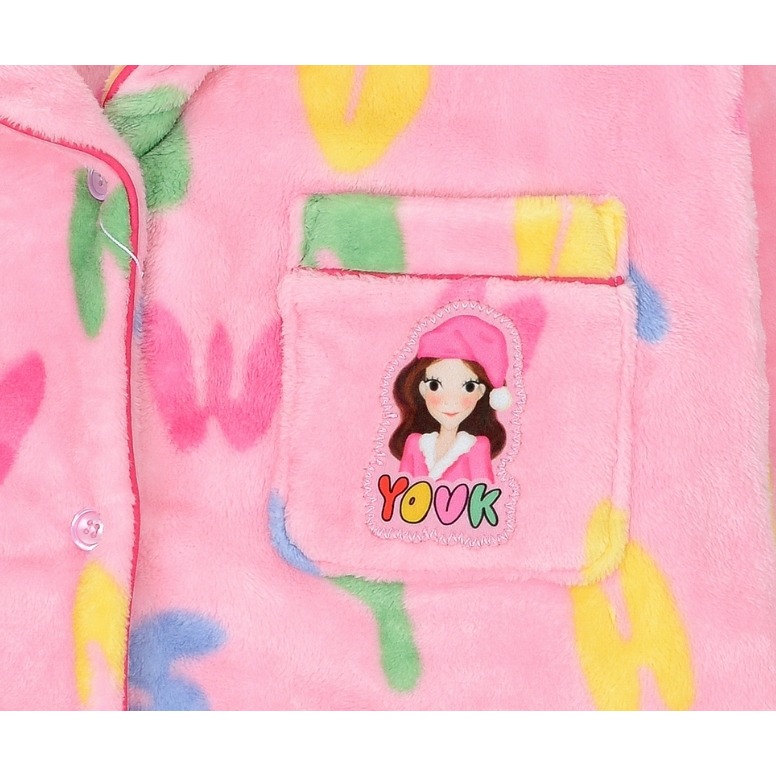 [韓國 陸心媛 年末打折款 ] [預購 每周日中午 12:00收單]陸心媛  刷毛毛茸茸上衣+長褲睡衣組-細節圖7