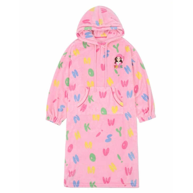 [韓國 陸心媛 年末打折款 ] [預購 每周日中午 12:00收單] 2025 韓國 陸心媛 刷毛毛茸茸連帽連身睡衣-細節圖5