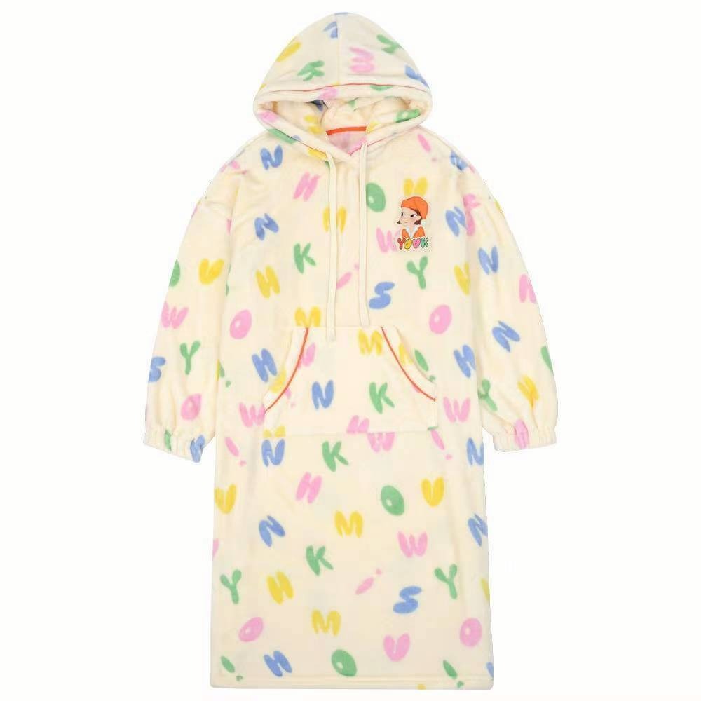 [韓國 陸心媛 年末打折款 ] [預購 每周日中午 12:00收單] 2025 韓國 陸心媛 刷毛毛茸茸連帽連身睡衣-規格圖6