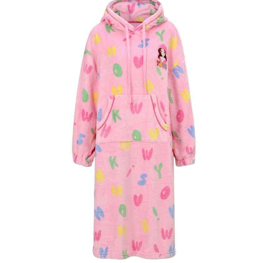 [韓國 陸心媛 年末打折款 ] [預購 每周日中午 12:00收單] 2025 韓國 陸心媛 刷毛毛茸茸連帽連身睡衣-規格圖6