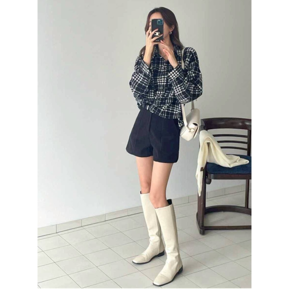 [預購 每周日中午 12:00收單] 2026韓國 秋冬女裝 羊毛短褲+皮帶-細節圖3