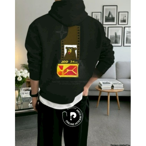 [預購 每周日中午 12:00收單] 2026 韓國 創意圖案長袖T 底片熊連帽上衣-細節圖4