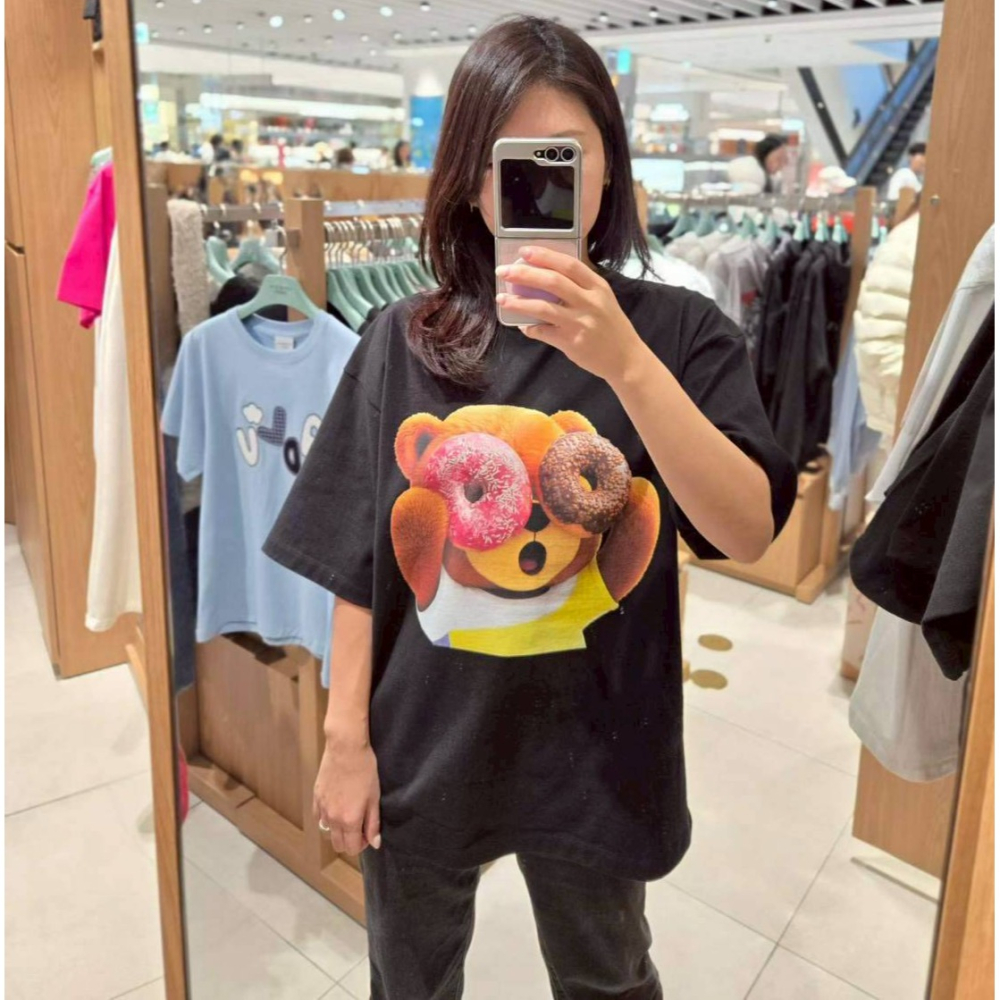 [預購 每周日中午 12:00收單] 2026 韓國 ADLV 春夏新款 可愛小熊大頭上衣 (黑色款)-細節圖5