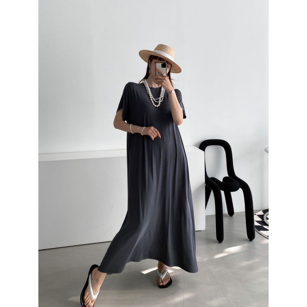 [預購 每周日中午 12:00收單] 2026 韓國 春夏女裝 人造絲寬鬆洋裝-細節圖4