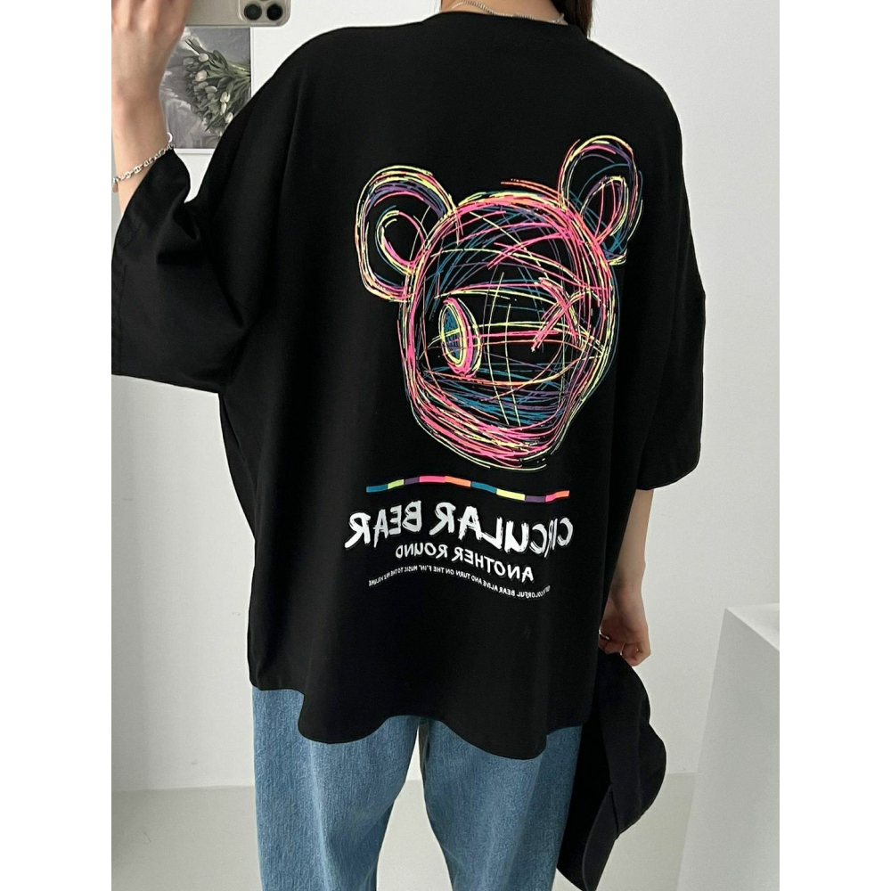 [預購 每周日中午 12:00收單] 2026 韓國 春夏女裝 彩色素描小熊圖案 上衣-細節圖5