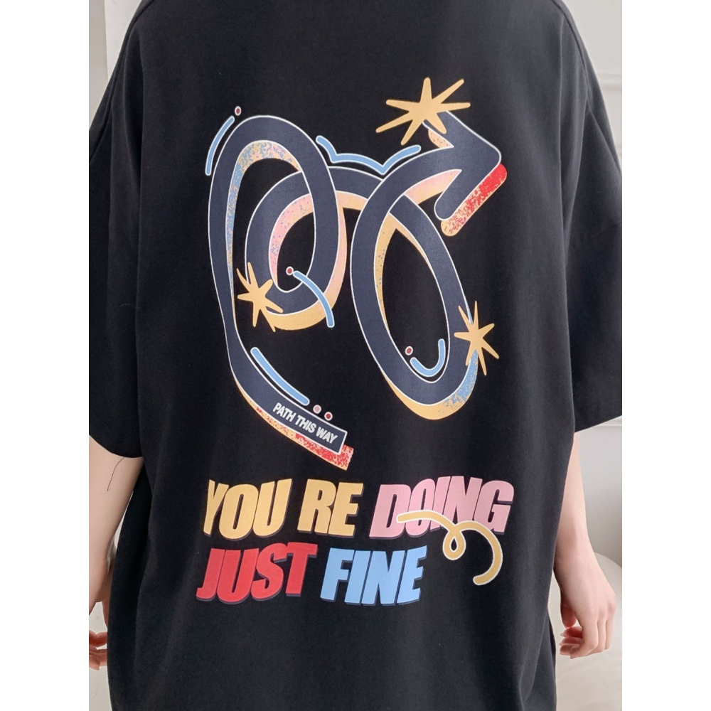 [預購 每周日中午 12:00收單] 2026 韓國 春夏女裝 彩色塗鴉英文上衣-細節圖2