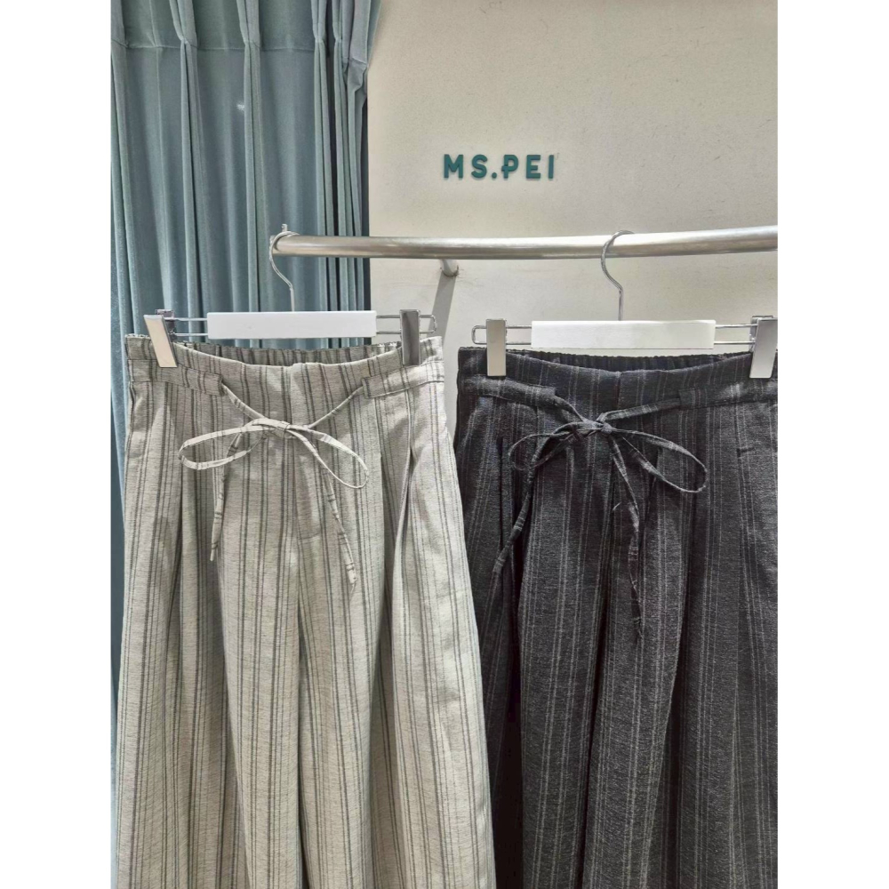 [預購 每周日中午 12:00收單] 2026 韓國 春夏女裝 飄逸綁帶亞麻寬褲-細節圖3