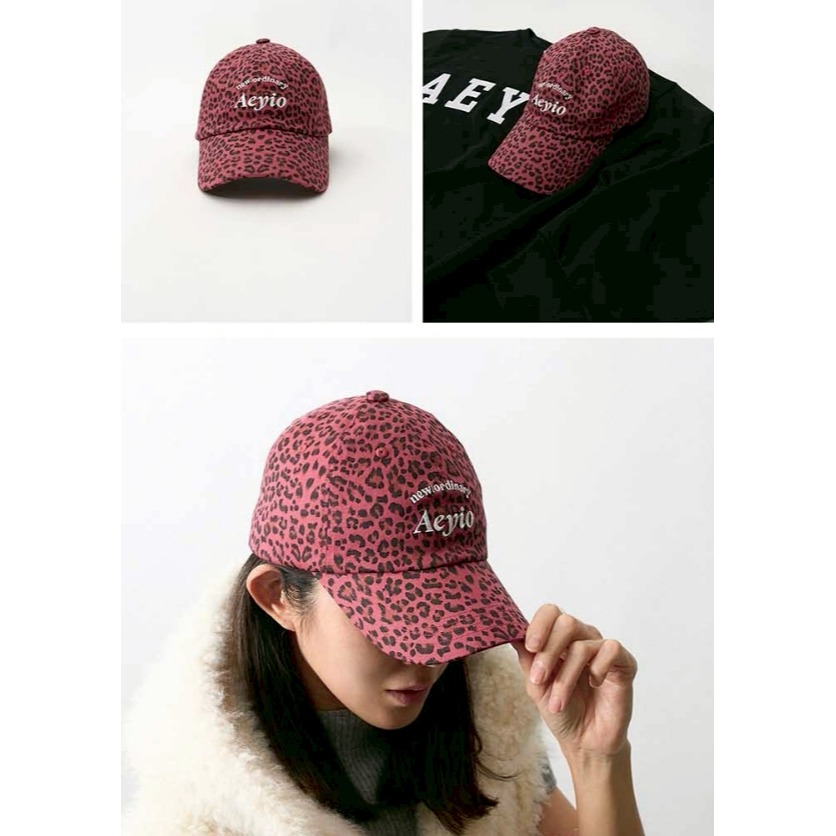 [預購 每周日中午 12:00收單] 2026 韓國時尚配件  AEYIO  經典LOGO豹紋棒球帽-細節圖2