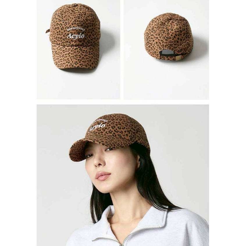 [預購 每周日中午 12:00收單] 2026 韓國時尚配件  AEYIO  經典LOGO豹紋棒球帽-細節圖3