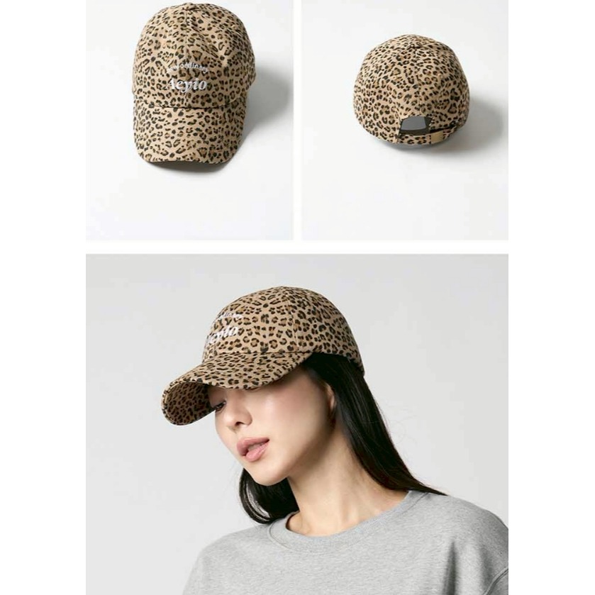 [預購 每周日中午 12:00收單] 2026 韓國時尚配件  AEYIO  經典LOGO豹紋棒球帽-細節圖4