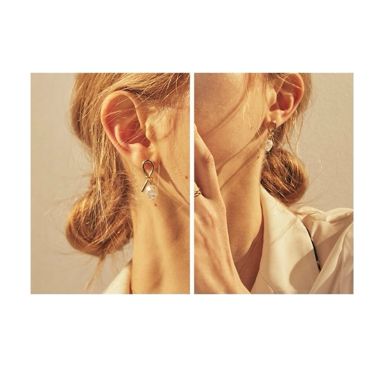 [預購 每周日中午12:00收單] 2026 韓國 HEI 秀賢戴 knot pearl post earring-細節圖4