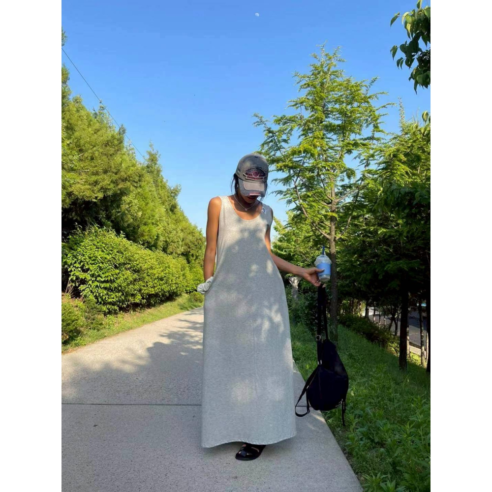 [預購 每周日中午 12:00收單] 2026 韓國 春夏女裝 標籤背心式洋裝-細節圖4