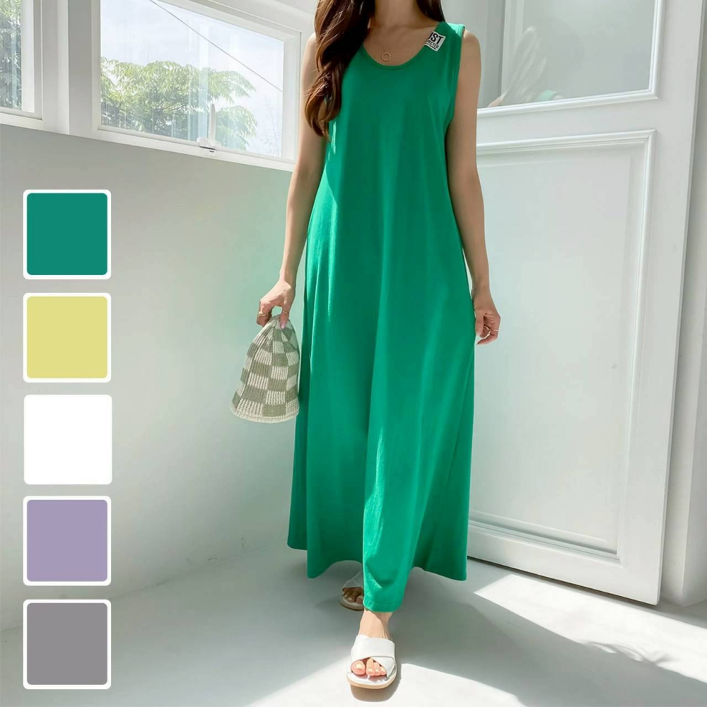 [預購 每周日中午 12:00收單] 2026 韓國 春夏女裝 標籤背心式洋裝-細節圖7