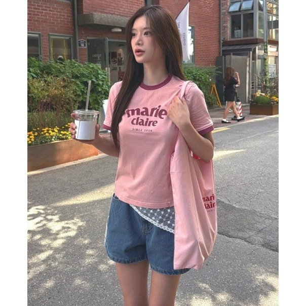 [預購 每周日中午 12:00收單] 2026 韓國 春夏女裝 MARIE CLAIRE  大標LOGO 壓邊上衣-細節圖3