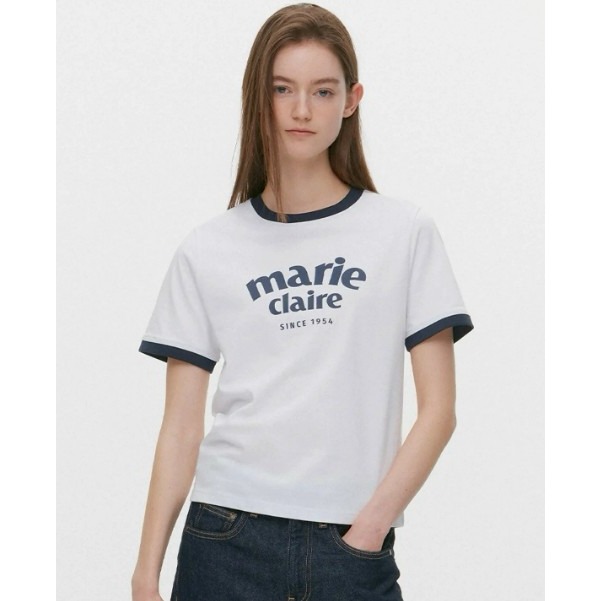 [預購 每周日中午 12:00收單] 2026 韓國 春夏女裝 MARIE CLAIRE  大標LOGO 壓邊上衣-細節圖7