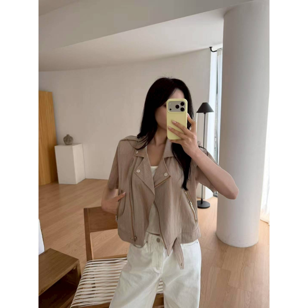 [換季打折款!! 隨時斷貨喔][2026.07.09 中午12:00收單] 2026韓國 春夏女裝 亞麻短袖風衣外套-細節圖3