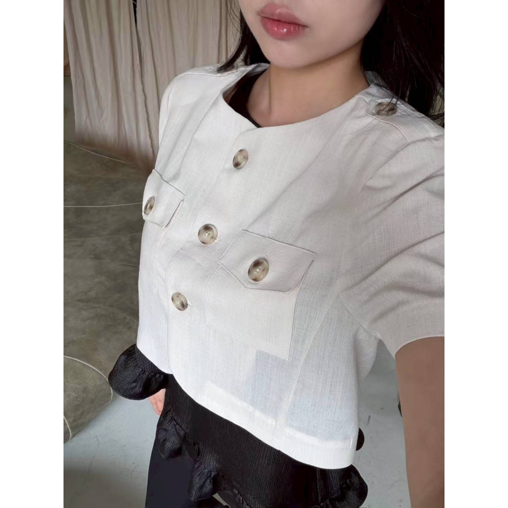 [換季打折款!! 隨時斷貨喔][2026.07.09 中午12:00收單] 2026 韓國 春夏女裝 亞麻短袖小外套-細節圖2