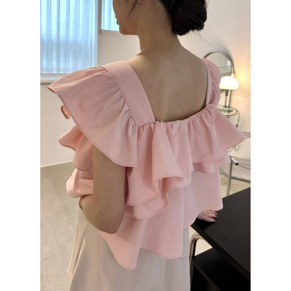 [預購 每周日中午  12:00收單] 2026 韓國 春夏女裝 荷葉設計上衣-細節圖3