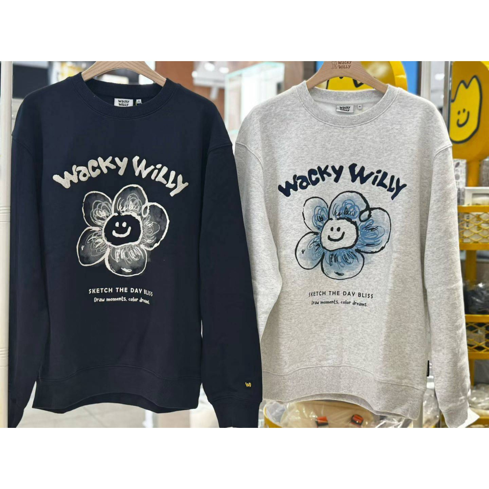 [韓國打折ing][預購 每周日中午 12:00收單] 2026  韓國 WACKY WILLY 中性款 小花衛衣-細節圖4